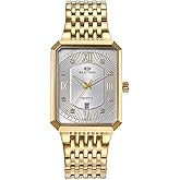 Lancardo Men Stainless Steel Watch: Gold Silver Square Face Link Bracelet Luminous Calendar Business Casual Wristwatch