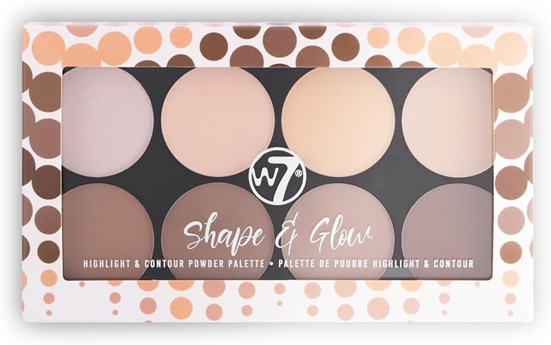 W7 Shape & Glow 8 Shade Contour Highlight Face Makeup Powder Palette