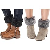 Womens Fur Trim Boot Cuff Top Cover Leg Warmers
