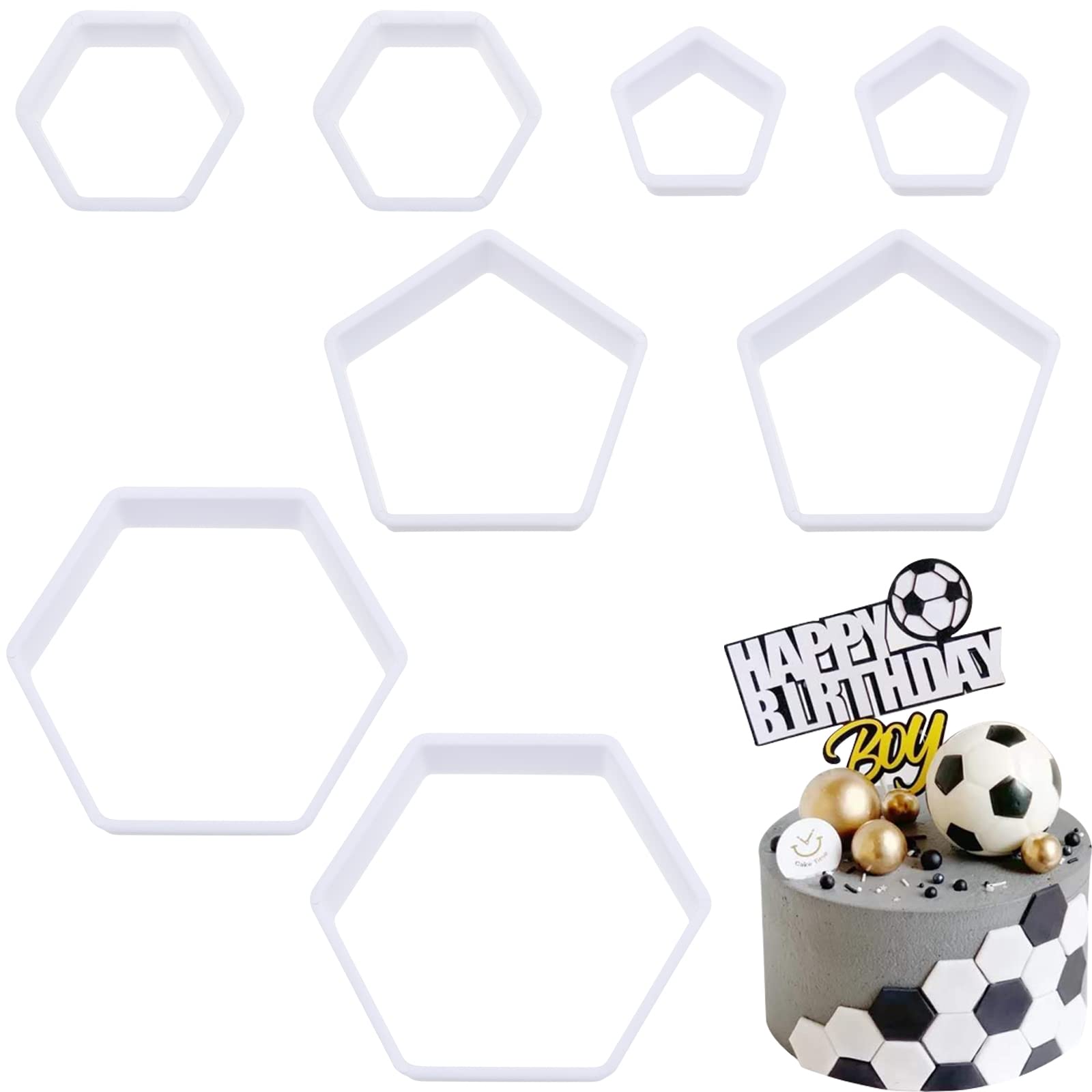 DonLeeving 8 Pieces Football Pattern Cookie Cutters Football Cake Fondant Cutter Plastic Funny Biscuit Cutters for Kitchen DIY Crafts Fondant Cake Desserts Decorating Tools