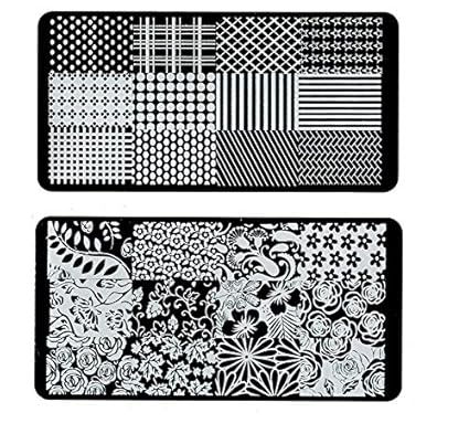 24x7 eMall 2 Pc Nail Stamping Plates For Nail Art 12 x 6 Cm (Random Designs)