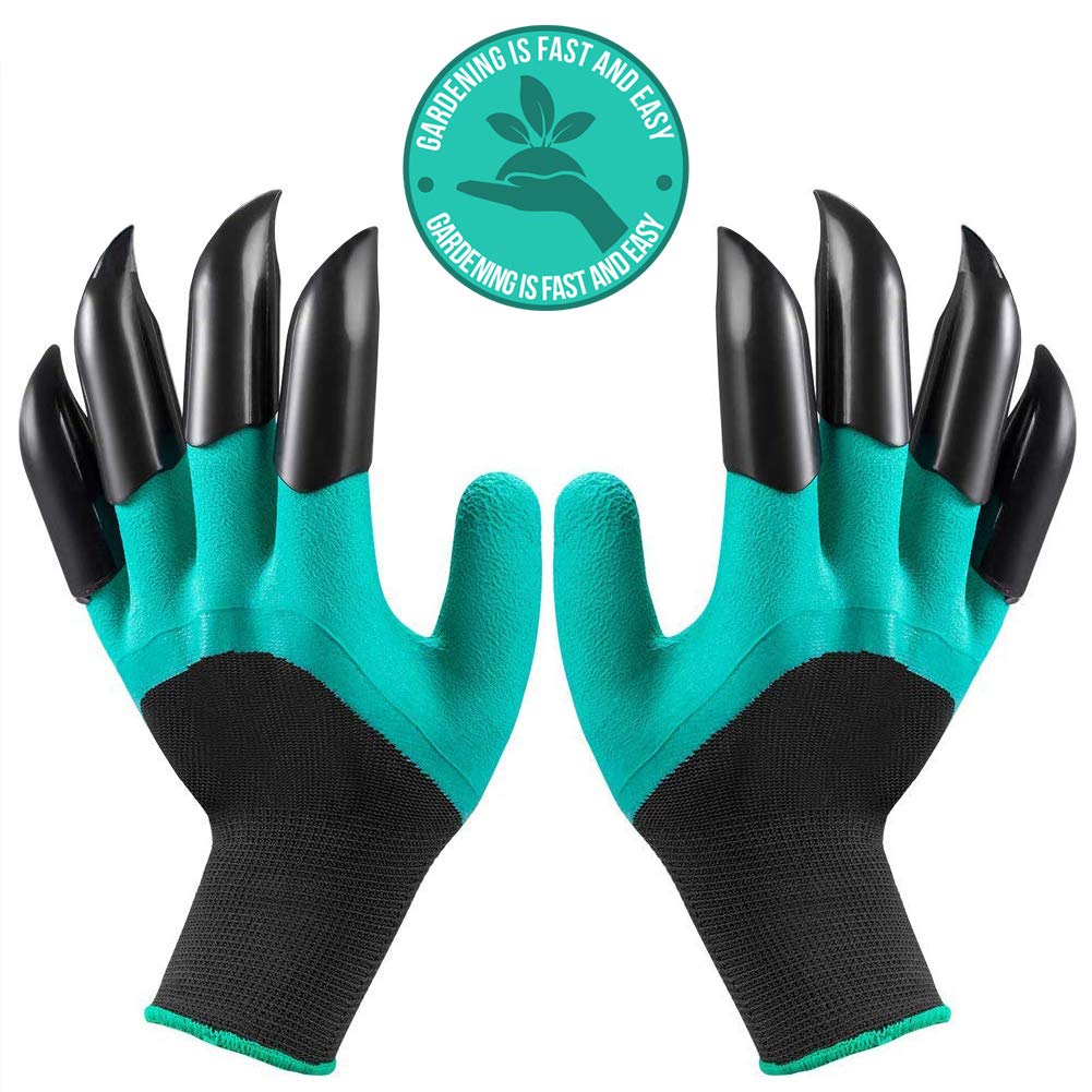 Garden Gloves With Claws Universal Size 8 Abs Plastic Claws On Left And Right Hands Green Genie Garden Gloves Quick & Easy To Dig Without Tools - Garden Claw Gloves Women Claw Gloves Gardening for All