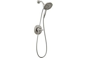 Delta Arvo 14 Series Brushed Nickel Shower Faucet Set with In2ition 2-in-1 Dual Shower Head with HandHeld Spray Combo, Valve Trim Kit, SpotShield Stainless 142840-SP-I (Valve Included)