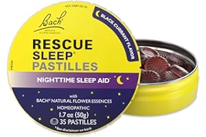 RESCUE Bach Sleep PASTILLES, Black Currant Flavor, Sleep Aid Lozenges, No Melatonin, Homeopathic, Flower Essences, 35 Count