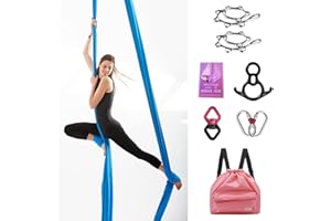 SAIVEN 10m Aerial Silks Equipment - premium Yoga Swing Set, Aerial Yoga Hammock kit, Yoga Starter Kit, Aerial Dance Equipment(L: 10m x W: 2.8m)