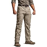 CQR Men's Utility Flex Cargo Pants, Classic-Fit Casual Stretch Work Pants, Water Resistant Lightweight Tactical Hiking Pants