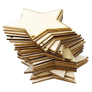 Sharplace 25er Set Handwerk Holz Sterne Scheiben Diy Basteln