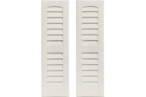 APPLE OUTDOOR SUPPLY Shed Shutters Louvered 6" W x 21" (Eggshell) Off-White for Sheds, Playhouses, and Chicken Coops 1 Pair (LS621W-BX2)