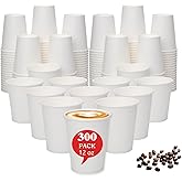MOUMOULIFE 12 oz Paper Cups Disposable 300 Count - Bulk White Coffee Cups for Hot & Cold Beverages, Party Supplies | Leakproof, Recyclable Paper Cups