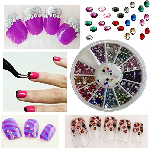 New8BEauty Nail Art Kit - 3D Rhinestones Colorful and Neon Wheels - Nail Striping Tape Strips (3D Rhinestones Colorful and Neon Wheels) FREE Emery Board - Thumbnail 4