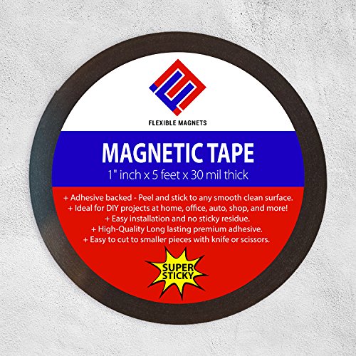 Magnetic Tape Roll with Adhesive Backing - Strip of Peel and Stick Magnets - Super Strong & Sticky by Flexible Magnets (30 mil x 1 inch x 5 feet) - Thumbnail 7