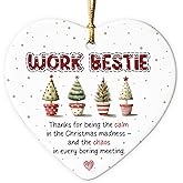 Work Bestie Christmas Ornament 2025 - Unique Coworker Ornament for Christmas Tree, Work Bestie Gifts for Women, Men – Unique for Work Friends, Colleagues