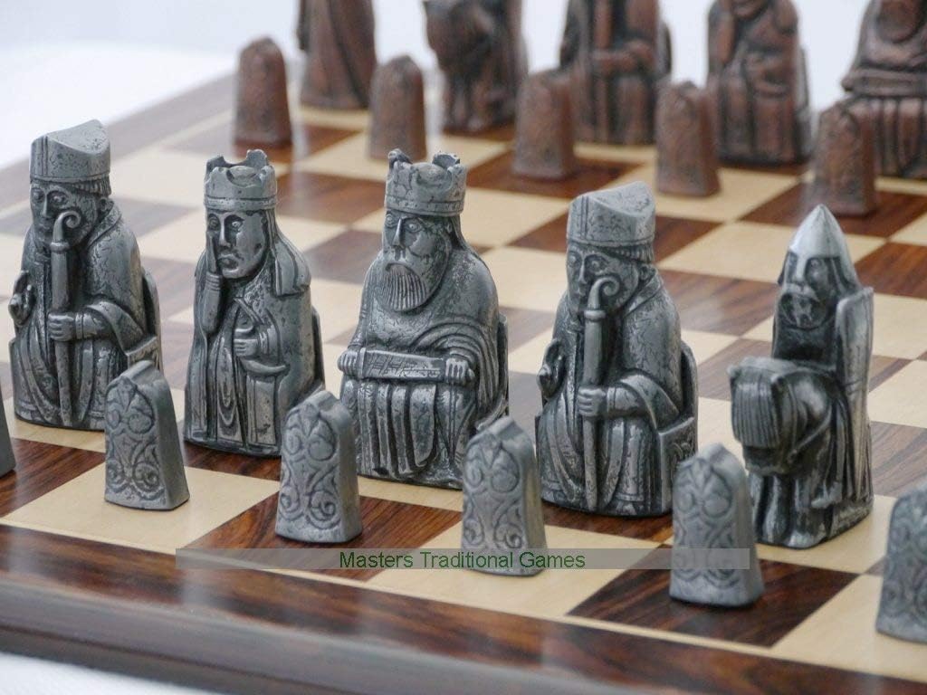 Isle of Lewis Chess Set by Berkeley Chess - Metal (Steel and Copper finish, board not included)