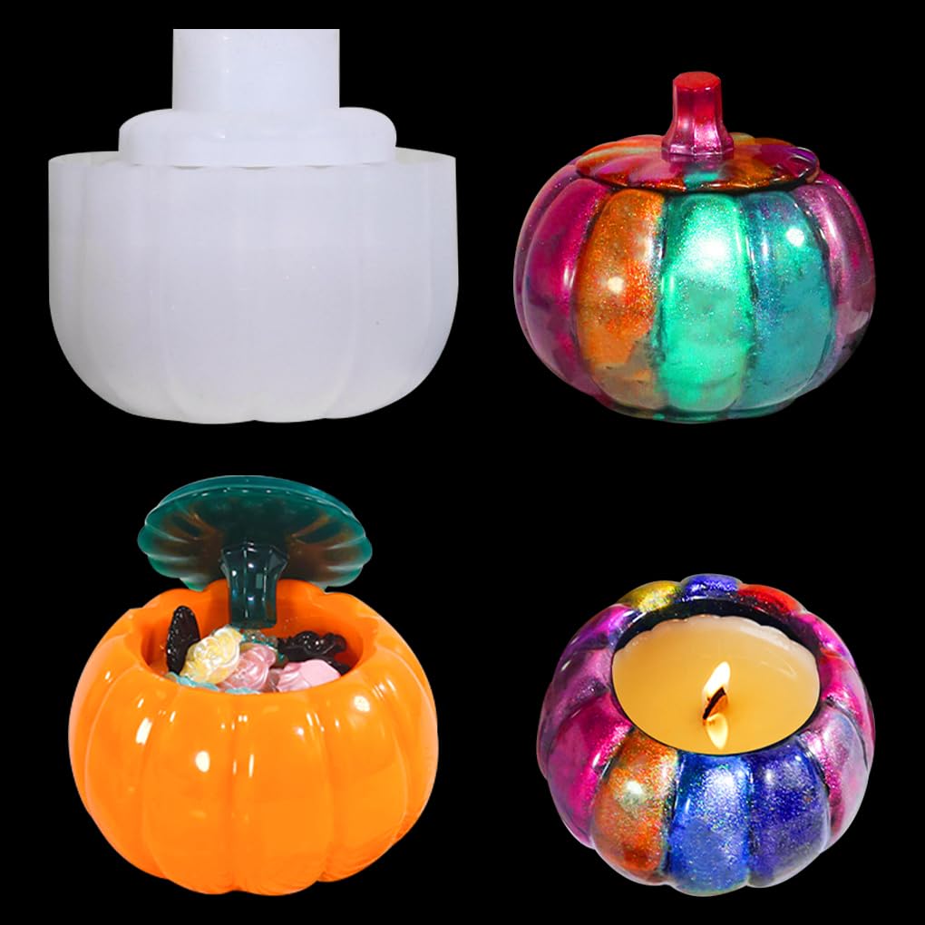 FineInno Box Resin Mould Pumpkin Jewelry Jar Molds Epoxy Silicone Mold DIY Resin Casting Crafts Storage Candle Holder Home Table Ornament Decor