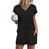RUMIA Pajamas for Women 2 Piece Cap Sleeve Lounge Short Sets with Pockets (S-3XL)