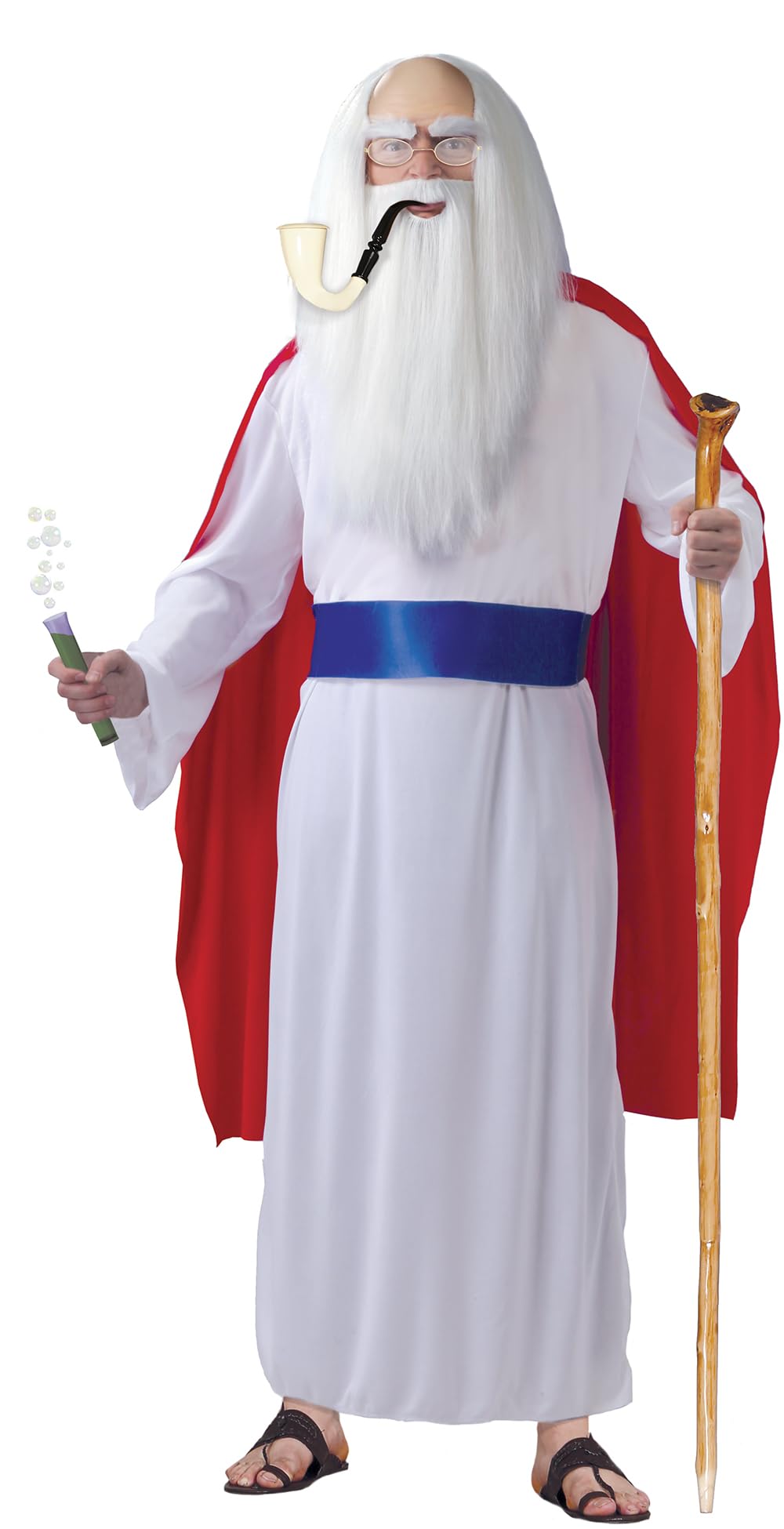 FIESTAS GUIRCA | Adult Druid Fancy Dress Costume (38-40/M) - Cape, Belt and Tunic for Gallic Parties, Halloween and Carnival - Ideal for Men at Celebrations and Events - White and Red