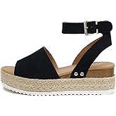 Soda Little Kids/Children/Girls Topic-IIS Espadrille Flatform Wedge Open Toe Sandals