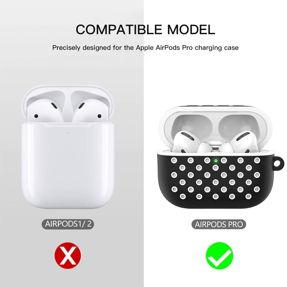 AirPods Pro Case, EPSKY AirPods Pro Cover, Shockproof Silicone Protective AirPods 3 Earphone Case with Climbing Buckle (case3-black+White)