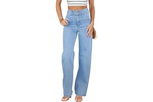 SIDEFEEL Women's Jeans High Waisted Straight Leg Stretchy Jeans Trendy Tummy Control Welt Pockets Loose Denim Pants