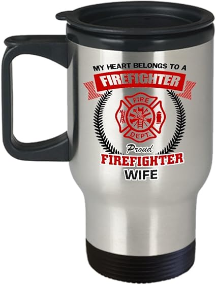 Amazon 消防士妻travel Mug For Firefight妻 My Heart Belongs To A消防士消防士妻自慢ステンレススチール絶縁旅行マグwith Li Hollywood Twine 水筒 マグボトル 通販