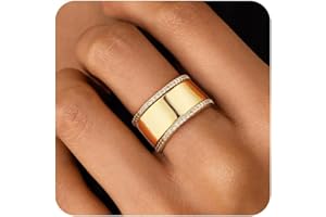 ZOERAY Gold Stackable Rings for Oura Ring Gen 4/Oura Ring Gen 3 Chunky 14K Gold Plated Rings for Women Non Tarnish Cubic Zirconia Twist Thumb Silver Ring Set Gold Band Jewelry for Women Size 6-10