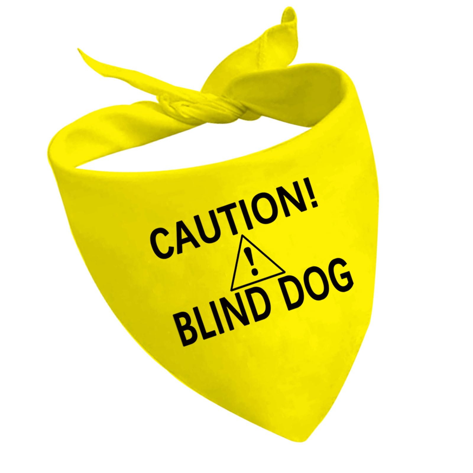 CENWA Caution Blind Dog Bandana for Dogs, Yellow, One Size, Polyester, Pack of 1