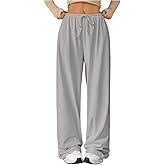 Verdusa Women's Loose Wide Leg Sweatpants Elastic Drawstring Waist Casual Long Pants