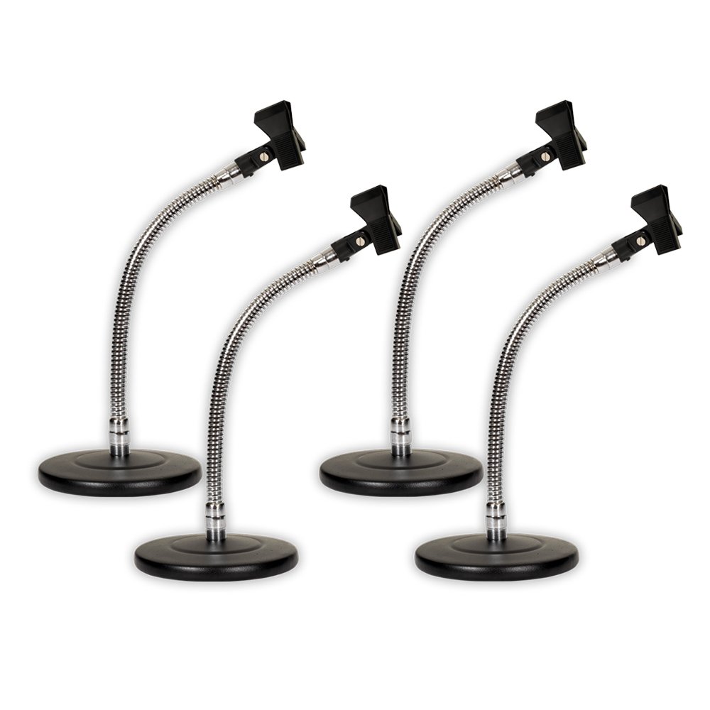 Podium Pro Tabletop Microphone Stands and Mic Clamp Clips Gooseneck DJ