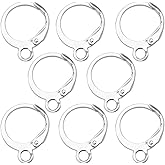 160 Pcs Round Hypoallergenic Lever Back Dangle Ear Wire With Open Loop French Hook for DIY Jewelry Making (Silver-12785)