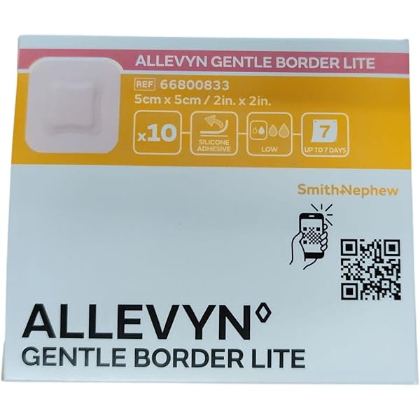 Allevyn Gentle Border Lite Dressing - 2x2 Inch Sterile Foam Bandages 60 Count