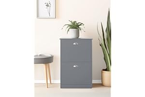 MIRROTOWEL Shoe Cabinet,Hidden Slim Narrow Shoe Rack Cabinet with 2 Drawers for Entryway, Foyer,Hallway,Bedroom,Grey