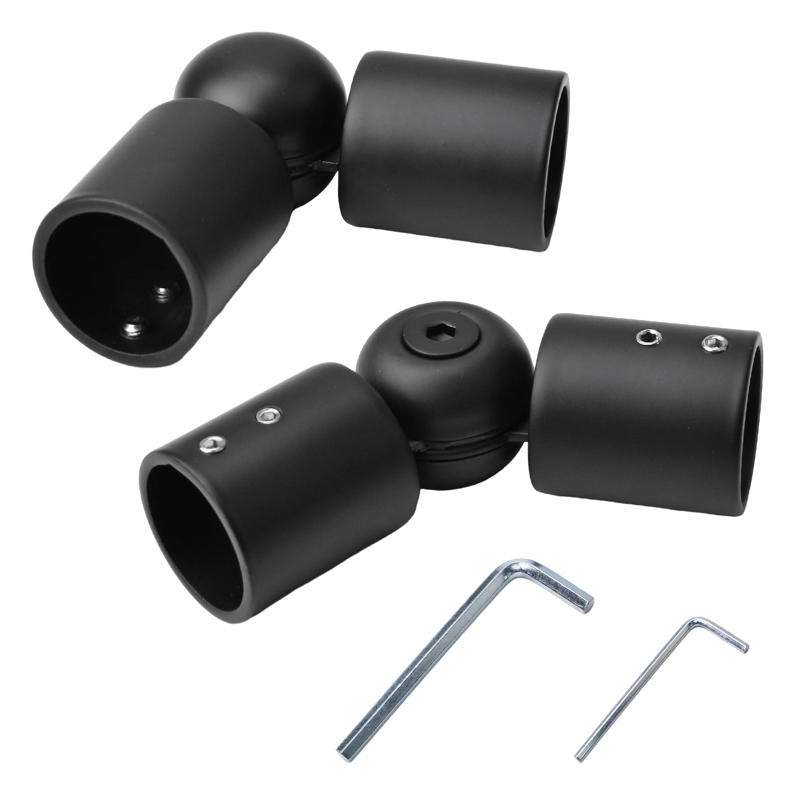 UFURMATE Hinged Elbow Connector, 2Pcs Stainless Steel Curtain Pole Joint Connector Window Curtain Rod Corner Connector from 90 Degrees to 180 Degrees for 1 Inch Rod (Black)