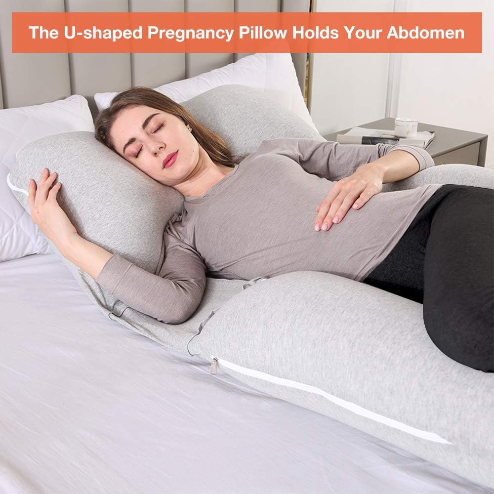 Chilling Home Pregnancy Pillows for Sleeping, U Shaped Body Pillow 2-in-1 Pregnant Pillows for Sleeping Full Body Pillow, Maternity Pillows for Sleeping 55 inch Pregnancy Body Pillow with Jersey Cover: Kitchen & Dining