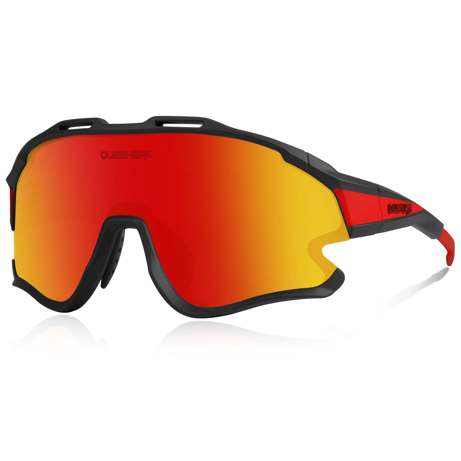 Queshark Cycling Sunglasses with1 Polarized 3 HD Interchangeable Lens Anti-UV400 for Driving Fishing Glof Baseball Running Hiking