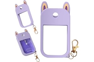 Hovmvtee Cute Ear Silicone Case Compatible with Touchland Hand Sanitizer Spray (Fit for 1 FL.OZ), Protective Case with Keychain, Hand Sanitizer Holder(Purple)