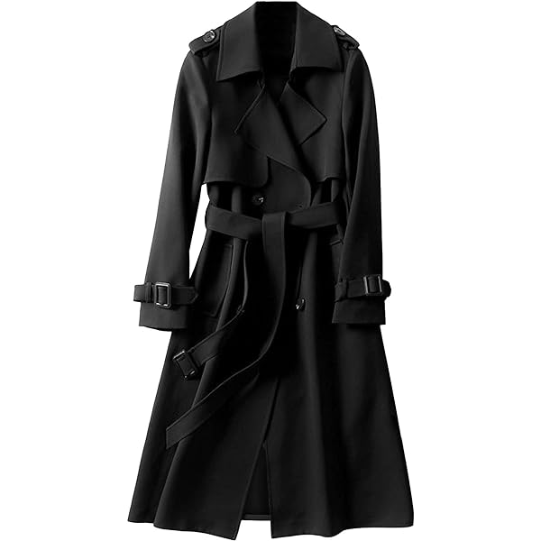 【3月12日まで限定価格】Ameri BELT FLARE LONG COAT MADDY black trench coat with belt brand Marciano