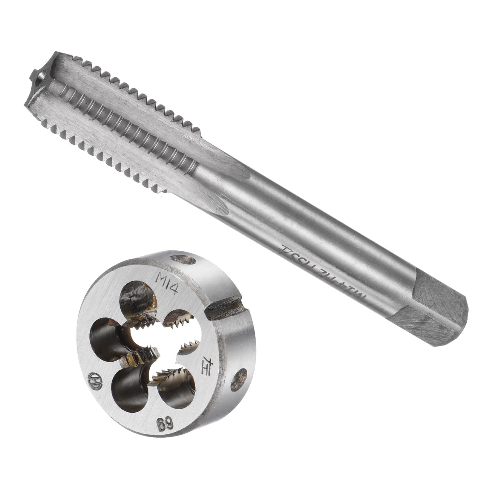 CoCud Tap and Die Set, M14 x 2 Thread, Left Hand Metric High-Speed Steel Machine Screw Tap & Round Die Tool Kit - (Applications: for Threading Tapping Repairing), 1-Set