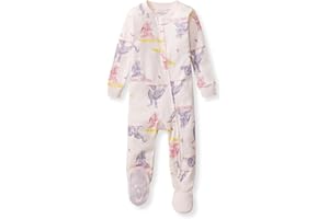 Burt's Bees Baby Baby Girls Sleeper Pajamas, 100% Organic Cotton, One-piece PJs, Diagonal Zip Up Jumpsuit, Snug Fit Footie