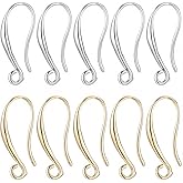 Beebeecraft 1 Box 40Pcs French Earring Hooks 18K Gold & Platinum Plated Brass Ear Wires for Dangle Earring Making Jewelry Supplies DIY Kit
