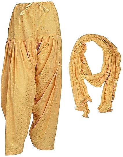kavya Women's Golden Buti Patiala with Dupatta (Free Size)