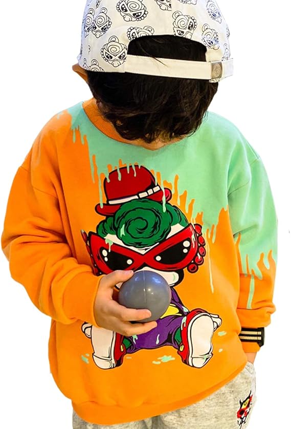 Amazon Co Jp 水田亜木 子供服 トレーナー 男の子 キッズ 春 秋 パーカー 綿 子供服 スウェット 長袖 裏パイル 派手 個性派 上品 トップス ジュニア プリント カラフル ファッション 服 ファッション小物