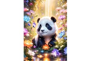 RYMILIE Panda Diamond Art Painting Kits for Adults, Full Drill Diamond Dots Paintings for Beginners, Round 5D Paint with Diamonds Pictures Gem Art Painting Kits DIY Crafts Kits 【11.8x15.7inch】