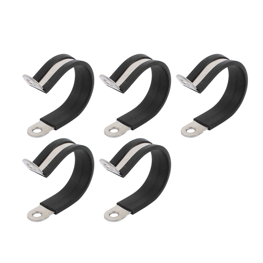 sourcingmap 5Pcs 15mm Dia Rubber Lined R Shaped Stainless Steel Tube Pipe Clips Clamp Cable