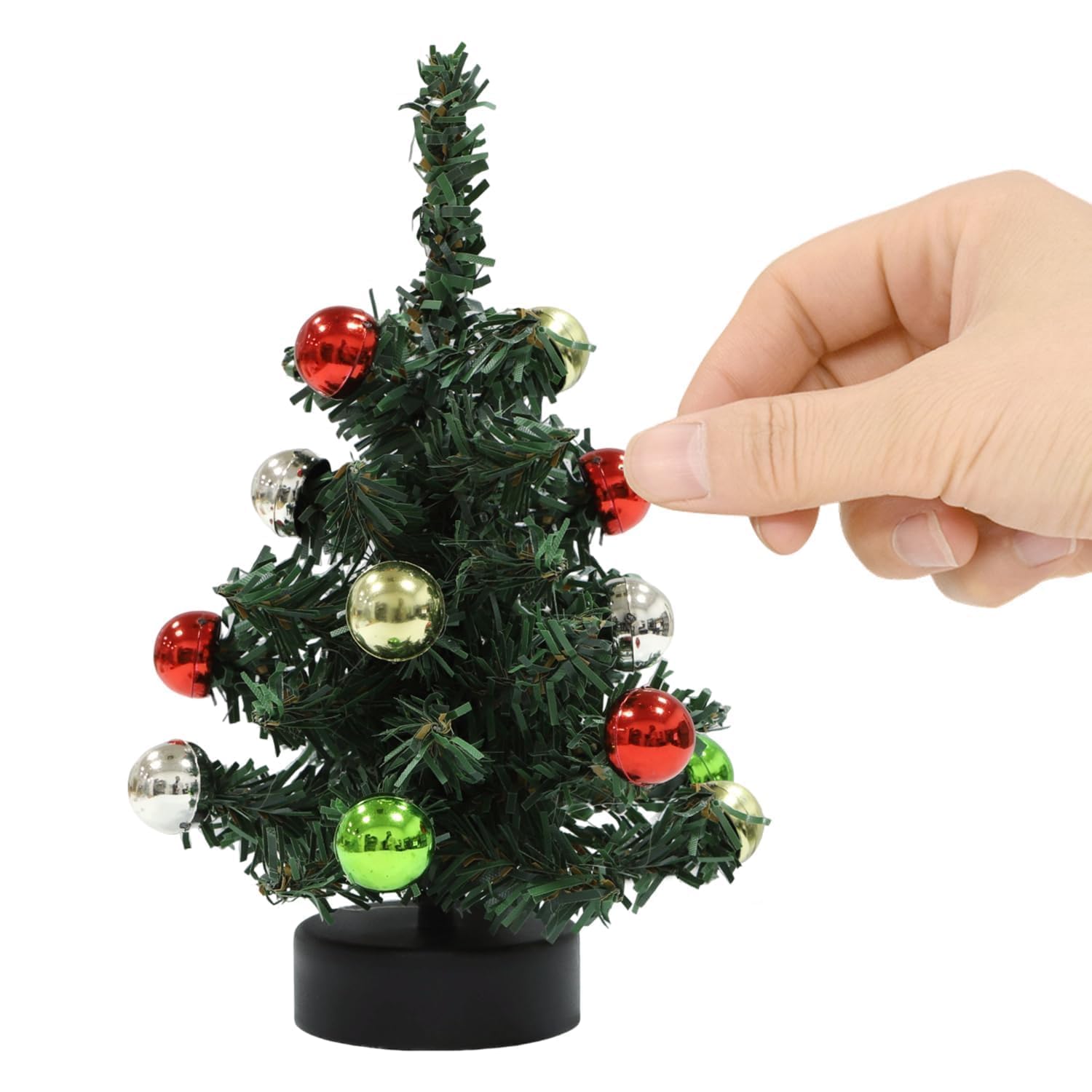iLAND Dollhouse Accessories Mini Christmas Tree with Lights 6 inch Dollhouse Christmas Decorations CuteTiny Xmas Tree Miniature Decor 1/12 Scale Accessories Shining Small Gifts