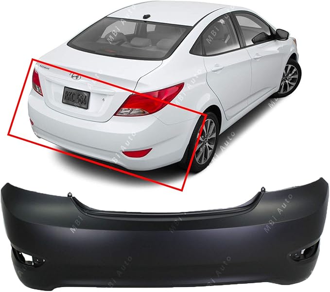 MBI AUTO Primered, Rear Bumper Cover Replacement for 20122017 Hyundai Accent