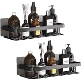 Kit 2 Nichos Prateleiras Suporte Porta Shampoo Box Banheiro Sem Furar Parede (Preto)