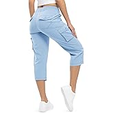 TBMPOY Womens Cargo Capris Lightweight Hiking Pants 6 Pockets Quick Dry Casual Outdoor Trip Loose Shorts Cropped Cotton
