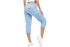 TBMPOY Womens Cargo Capris Lightweight Hiking Pants 6 Pockets Quick Dry Casual Outdoor Trip Loose Shorts Cropped Cotton