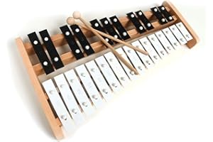 CARA & CO. Professional Wooden Soprano Full Size Glockenspiel Xylophone with 27 Metal Keys - Musical Instrument for Adults & Kids - Includes 2 Wooden Beaters/Mallets