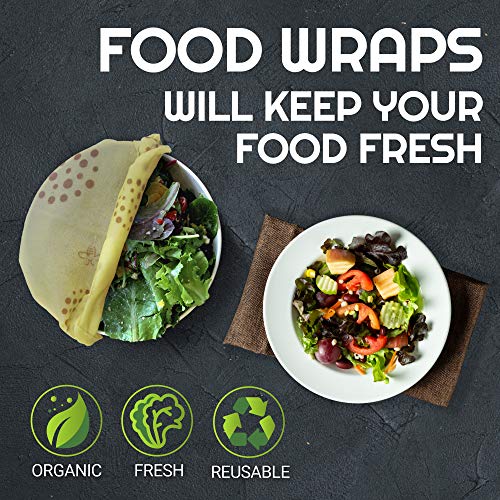 Greenzla Reusable Beeswax Food Wrap (Set Of 3 + Bonus Beeswax Bar) - Organic Cotton Wraps And Storage for Sandwich, Snack, Produce - 1 Small, 1 Medium & 1 Large - Zero Waste Bee Wraps - Thumbnail 3